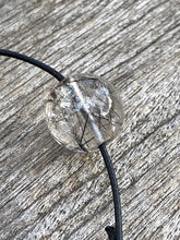 Load image into Gallery viewer, Gemstone Necklace, Black Rutilated Quartz Necklace, Brown Cord Necklace, Simple Thin Necklace, Black Choker Necklace.