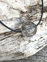 Load image into Gallery viewer, Gemstone Necklace, Black Rutilated Quartz Necklace, Brown Cord Necklace, Simple Thin Necklace, Black Choker Necklace.