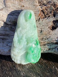 Certified Grade A Natural Untreated Jadeite, Emerald Green Jadeite, Jadeite Dragon Pendant, Jade Dragon Amulet, Jadeite Pendant Necklace.