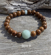 Load image into Gallery viewer, Healing Bracelets, Mens Wood Beads Bracelet, Senna Siamea Wood Bead Bracelet, Lucky Jade Bracelet, Jadeite Jade Bracelet, Couples Bracelet.