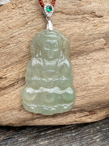 Certified A-Grade Jadeite Guan Yin, ICY Green Jadeite Pendant, Jadeite Guanyin Buddha, Jadeite Guanyin Pendant Necklace, gift for mom.