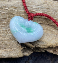 Load image into Gallery viewer, Certified Grade A Green Jadeite Pendant Necklace, Jadeite Heart Pendant, Lucky Jade Necklace, Love Jade Necklace, Jade necklace for women.