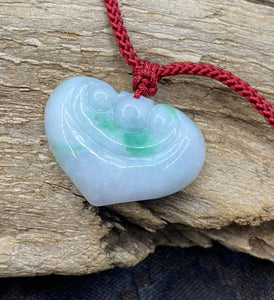 Certified Grade A Green Jadeite Pendant Necklace, Jadeite Heart Pendant, Lucky Jade Necklace, Love Jade Necklace, Jade necklace for women.