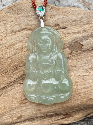 Certified A-Grade Jadeite Guan Yin, ICY Green Jadeite Pendant, Jadeite Guanyin Buddha, Jadeite Guanyin Pendant Necklace, gift for mom.