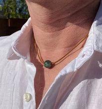 Load image into Gallery viewer, Mens Jade Necklace, Jadeite Bead Bracelet, Oily Green Jadeite, Lucky Jade Choker, Protection Bracelet, Amulet Bracelet, Waterproof Necklace