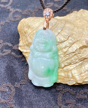 Load image into Gallery viewer, Genuine Untreated Natural Jadeite, A-Grade Emerald Green Jadeite, Jadeite Jade Pendant Necklace, Laughing Buddha, Jadeite Buddha Pendant.