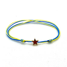 Load image into Gallery viewer, HELP UKRAINE, Heart for Ukraine, Ukraine Flag Bracelet, Heart Charm Love Bracelet, Blue &amp; Yellow Cord Bracelet, Ukraine Strong.