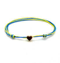 Load image into Gallery viewer, HELP UKRAINE, Heart for Ukraine, Ukraine Flag Bracelet, Heart Charm Love Bracelet, Blue &amp; Yellow Cord Bracelet, Ukraine Strong.