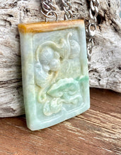 Load image into Gallery viewer, Certified Grade A Jadeite Pendant, Burmese Jadeite Pendant Necklace, Hand carved Dragon and Bat Jadeite Pendant, Hiphop Jade Dragon Pendant.