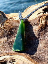 Load image into Gallery viewer, Authentic Natural Canadian Jade, Nephrite Jade Pendant, Canada Jade Pendant, Mens Jade Necklace, Jade for Mens, Stainless Steel Necklace.