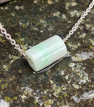 Load image into Gallery viewer, Good Luck Jade Necklace, Grade A Jadeite, Emerald Green Jadeite Tube, Dainty Jade necklace, jade necklace for girls, Lucky Jade Pendant.