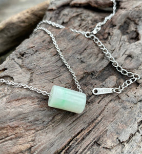 Good Luck Jade Necklace, Grade A Jadeite, Emerald Green Jadeite Tube, Dainty Jade necklace, jade necklace for girls, Lucky Jade Pendant.