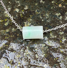 Load image into Gallery viewer, Good Luck Jade Necklace, Grade A Jadeite, Emerald Green Jadeite Tube, Dainty Jade necklace, jade necklace for girls, Lucky Jade Pendant.