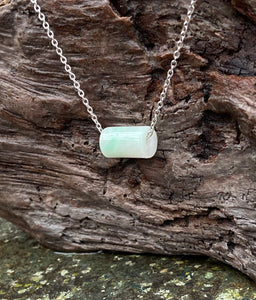 Good Luck Jade Necklace, Grade A Jadeite, Emerald Green Jadeite Tube, Dainty Jade necklace, jade necklace for girls, Lucky Jade Pendant.