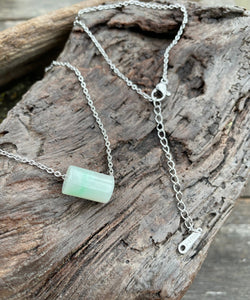 Good Luck Jade Necklace, Grade A Jadeite, Emerald Green Jadeite Tube, Dainty Jade necklace, jade necklace for girls, Lucky Jade Pendant.