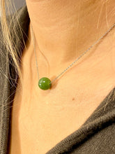 Load image into Gallery viewer, Dainty Jade Necklace, Green Jade Bead Necklace, Canadian Nephrite Jade Pendant, Natural jade necklace Jade Necklace, jade necklace for women