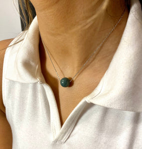 Dainty Jade Necklace, Oil Green Jadeite Bead Pendant, Lucky Jade Pendant, Natural jade necklace, Jade Choker, jade necklace for Girls.