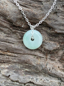 Good Luck Jade Necklace, Jade Necklace for Girls, Dainty Jade Donut Pendant Necklace, jade necklace for women, Lucky Jade Pendant Necklace.