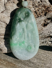 Load image into Gallery viewer, Certified Grade A Jadeite Pendant, Large Burmese Jadeite Pendant,Exquisite Hand carved Lotus &amp; Mandarin Ducks, ,