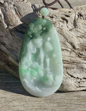 Load image into Gallery viewer, Certified Grade A Jadeite Pendant, Large Burmese Jadeite Pendant,Exquisite Hand carved Lotus &amp; Mandarin Ducks, ,